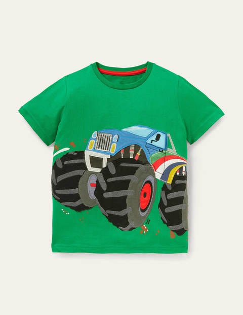 T-Shirt mit Aufklappmotiv - Paprikagrün, Monster-Truck