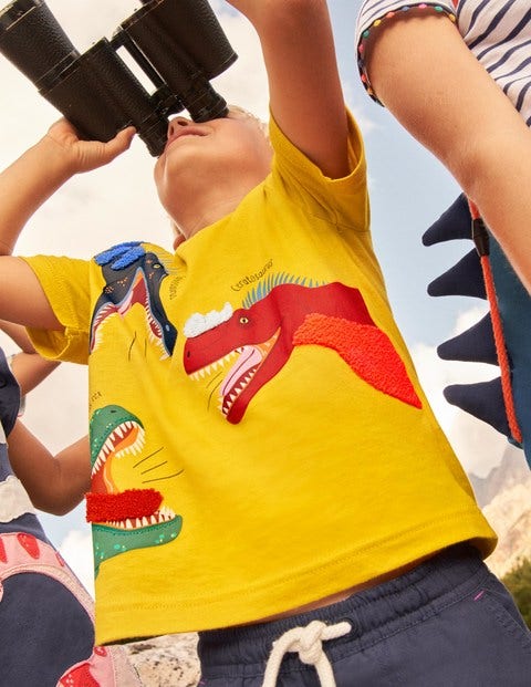 T-shirt à appliqué saisissant - Dinosaures jaune jonquille
