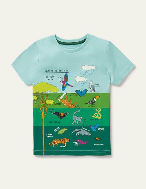 T-shirt graphique éducatif - Forêt tropicale bleu géorgien