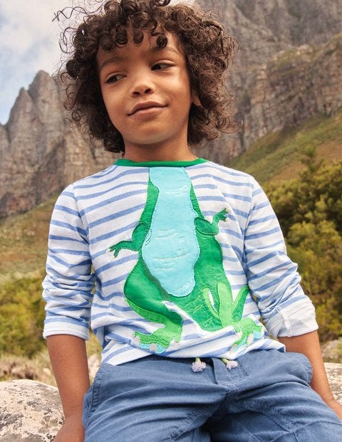 T-Shirt mit Dinosaurier-Motiv - Naturweiß/Malibu-Blau, Dinosaurier