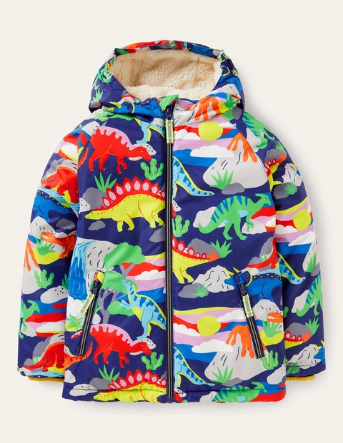Cosy Sherpa-lined Anorak - Starboard Blue Multi Dino