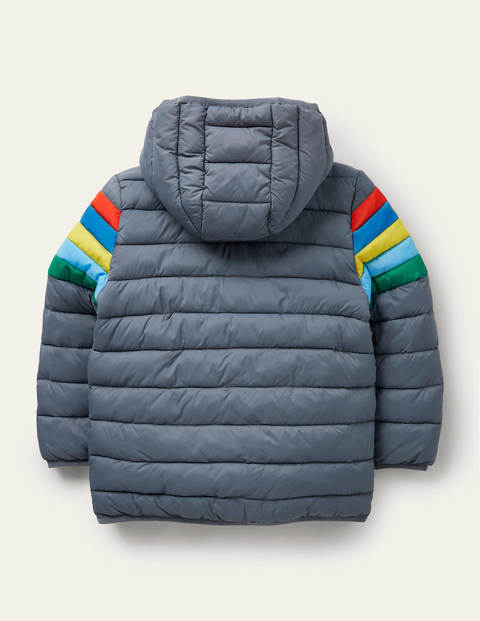Cosy Pack-away Padded Jacket - Cobble Grey Rainbow