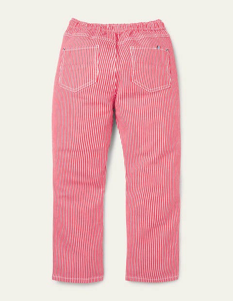 Relaxed Slim Pull-on Pants - Strawberry Tart Red Ticking