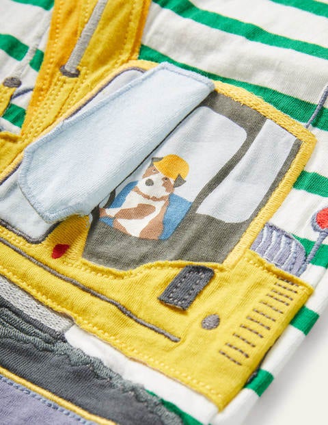 Lift-the-flap Vehicle T-shirt - Ivory/Highland Green Digger Lift-the-flap Vehicle T-shirt - Ivory/Highland Green Digger