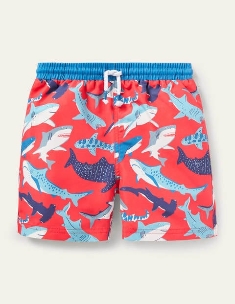 Swim Shorts - Soft Red Sharks