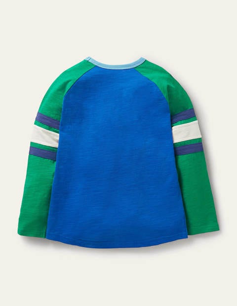 Langärmliges Raglanshirt - Blitzblau/Paprikagrün Langärmliges Raglanshirt - Blitzblau/Paprikagrün