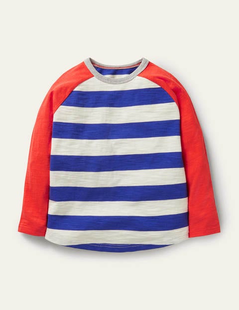 T-shirt manches longues raglan - Bleu tribord/rouge fraise