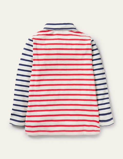 Superweiches Jersey-Poloshirt - Segelblau/Erdbeerrot