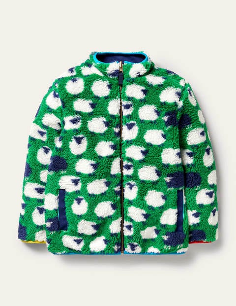 Pull zippé réversible - Mouton poivron vert Pull zippé réversible - Mouton poivron vert