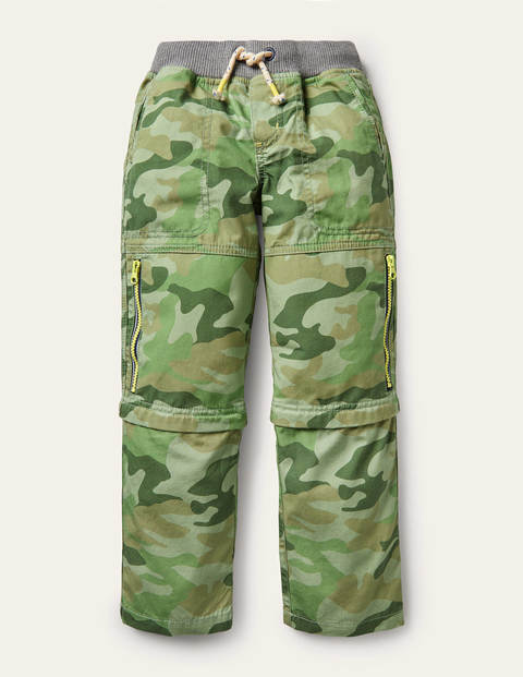 Techno-Hose mit abnehmbaren Beinen - Grün, Camouflagemuster