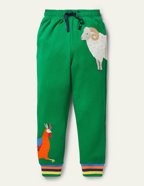 Jogginghose mit Hahn-Applikation - Paprikagrün, Tiere Jogginghose mit Hahn-Applikation - Paprikagrün, Tiere