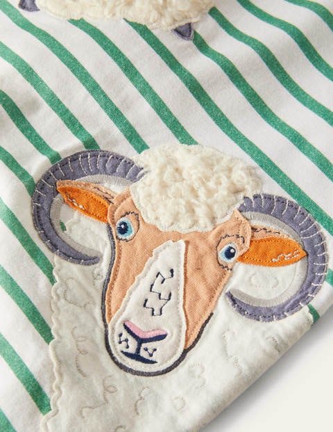 Farm Animal Appliqué T-shirt - Green Pepper Sheep Farm Animal Appliqué T-shirt - Green Pepper Sheep