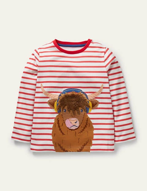 T-shirt à appliqué animaux de la ferme - Vache rouge tarte aux fraises