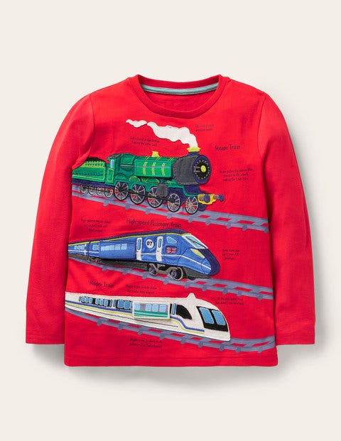 Lift-the-flap T-shirt - Strawberry Tart Red Trains