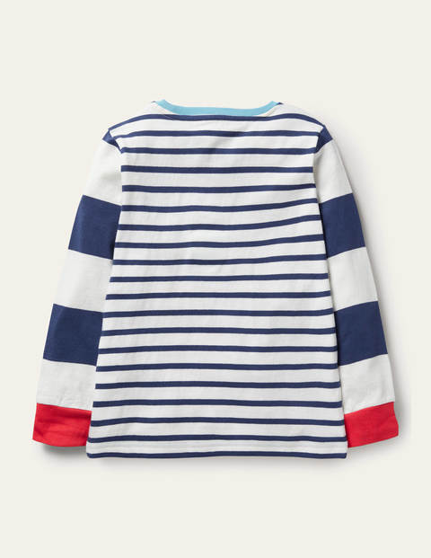Bretonshirt mit Applikation - Schuluniform-Navy/Naturweiß, Haie