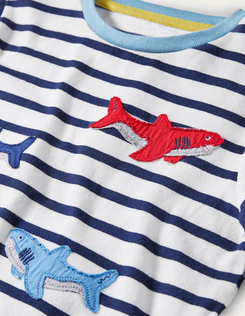 T-shirt façon marinière à appliqués - Requins bleu marine universitaire/ivoire T-shirt façon marinière à appliqués - Requins bleu marine universitaire/ivoire