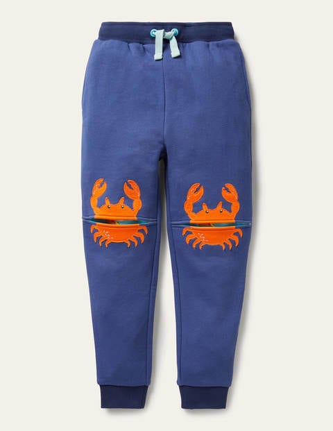 Appliqué Knee Joggers - Blue Wave Crabs Appliqué Knee Joggers - Blue Wave Crabs