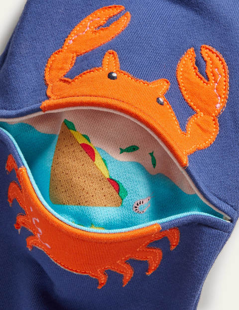 Appliqué Knee Joggers - Blue Wave Crabs Appliqué Knee Joggers - Blue Wave Crabs