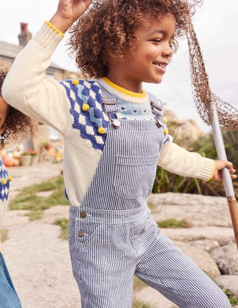 Ticking Stripe Dungarees - Indigo Ticking Ticking Stripe Dungarees - Indigo Ticking