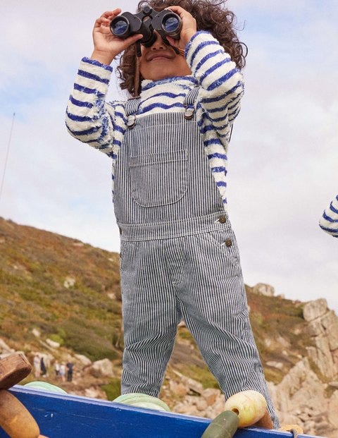 Ticking Stripe Dungarees - Indigo Ticking Ticking Stripe Dungarees - Indigo Ticking