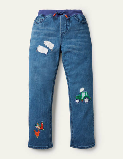 Hose zum Hineinschlüpfen aus Denim - Mittleres Vintageblau, Bauernhof Hose zum Hineinschlüpfen aus Denim - Mittleres Vintageblau, Bauernhof