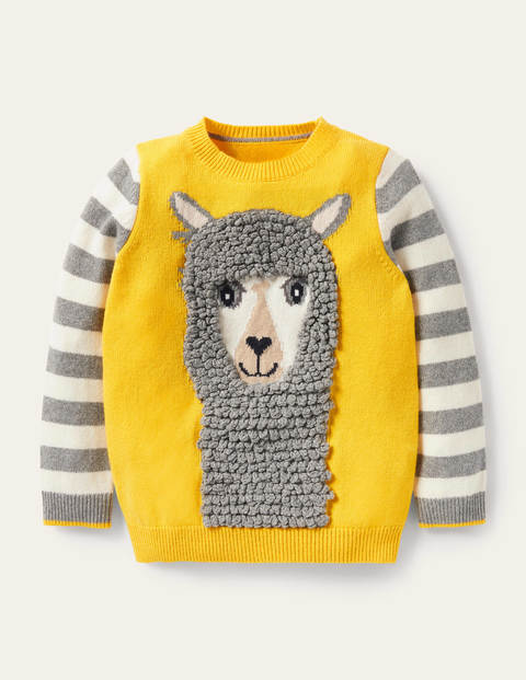Animal Crew Neck Sweater - Sweetcorn Yellow Alpaca