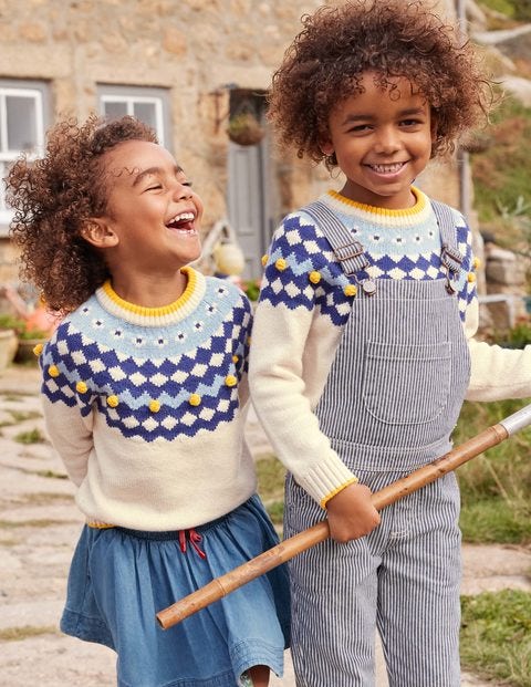 Chunky Fair Isle Crew Jumper - Ecru Marl Fair Isle Chunky Fair Isle Crew Jumper - Ecru Marl Fair Isle