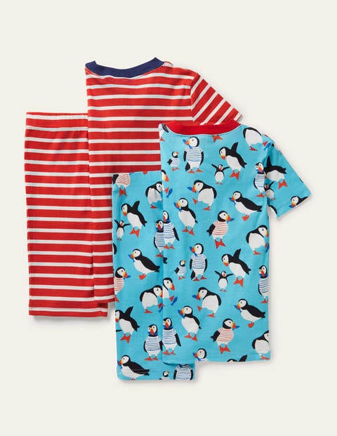 Snug Twin Pack Short Pyjamas - Aqua Blue Puffins Snug Twin Pack Short Pyjamas - Aqua Blue Puffins
