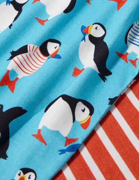 Snug Twin Pack Short Pyjamas - Aqua Blue Puffins Snug Twin Pack Short Pyjamas - Aqua Blue Puffins