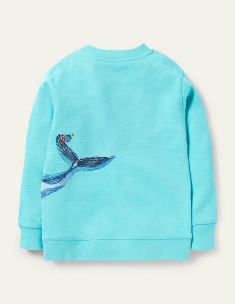 Sweatshirt mit Superstitch-Walmotiv - Wasserblau, Wal
