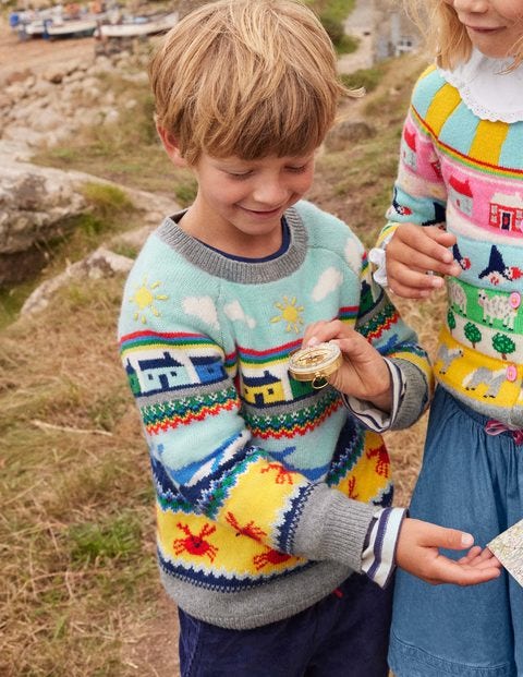 Fair-Isle-Pullover mit Meeresmotiv - Wale/Fair-Isle-Muster Fair-Isle-Pullover mit Meeresmotiv - Wale/Fair-Isle-Muster