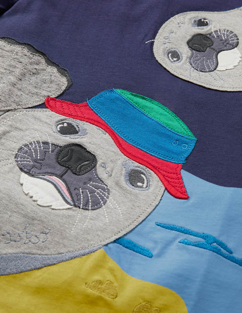 Animal Appliqué T-shirt - Starboard Blue Seals Animal Appliqué T-shirt - Starboard Blue Seals