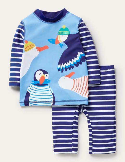 Surfanzug - Surfbrett-Blau, Papageitaucher Surfanzug - Surfbrett-Blau, Papageitaucher