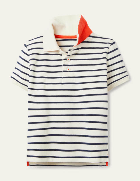 Piqué Polo Shirt - Ivory/College Navy