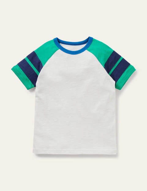 Raglan-T-Shirt in Blockfarben - Naturweiß/Paprikagrün