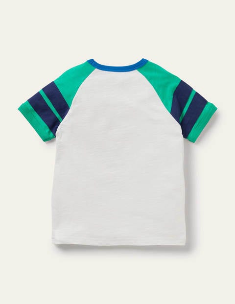T-shirt à manches raglan colourblock - Ivoire/poivron vert
