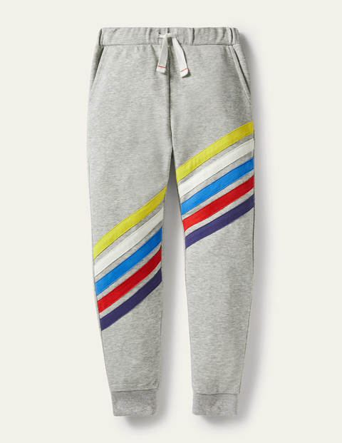 Rainbow Stripe Joggers - Grey Marl 