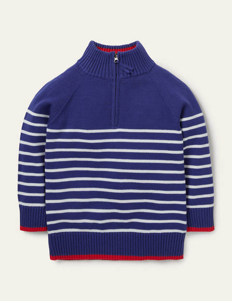 Lightweight Half-Zip Sweater - Starboard Blue/Ivory