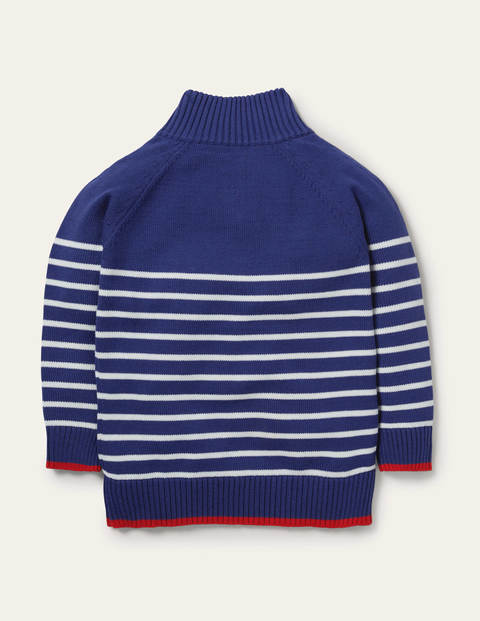 Lightweight Half-Zip Sweater - Starboard Blue/Ivory