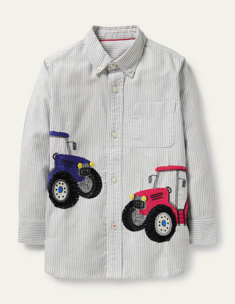 Superstitch Shirt - Ticking Blue Tractors