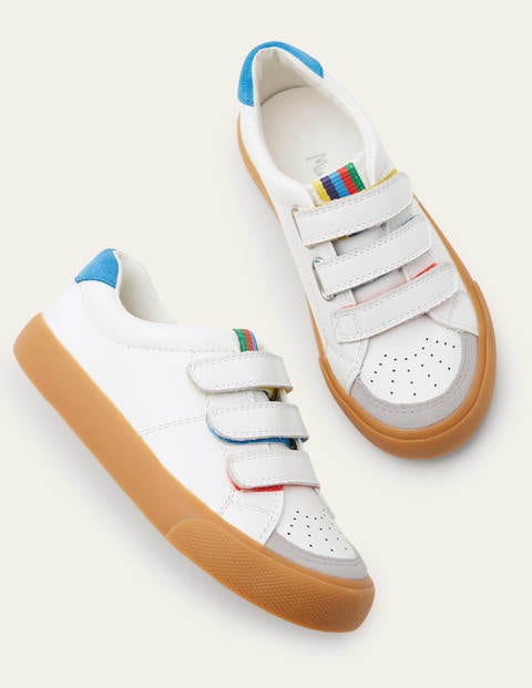 Leather Low Tops 3 Strap - White