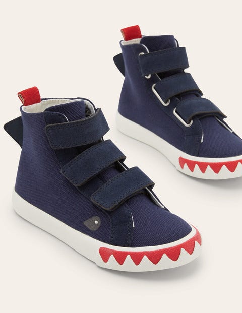 Navy Shark High Top Sneakers - College Navy