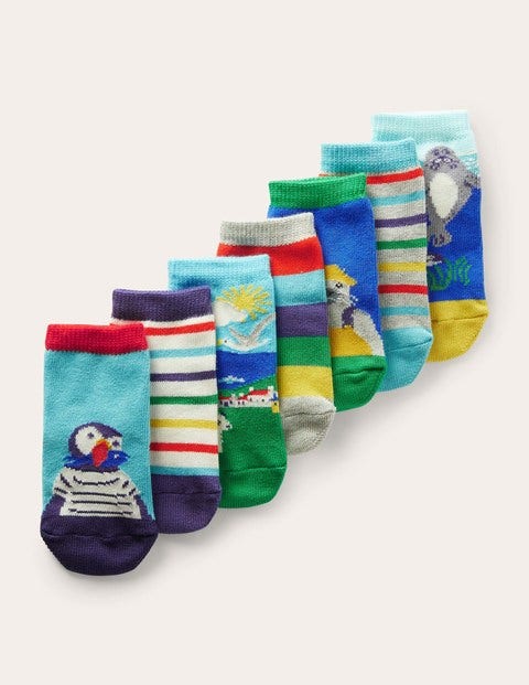 Box mit Socken im 7er-Pack (Baby Jungen) - Blau, Meerestiere