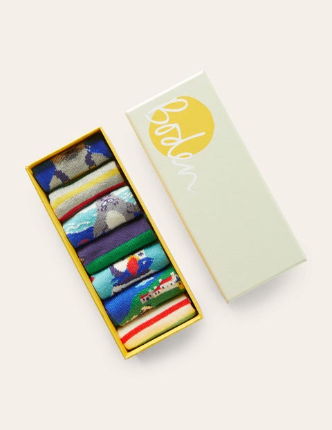 Box mit Socken im 7er-Pack (Baby Jungen) - Blau, Meerestiere