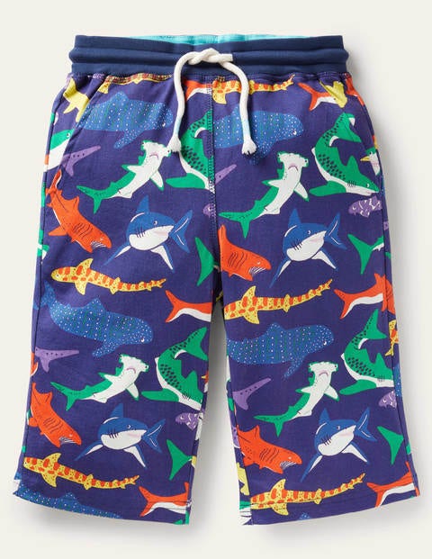 Navy Shark Jersey Drawstring Shorts
