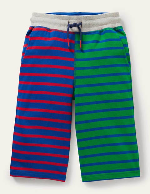 Mini Boden girls jersey baggies cropped shorts trousers striped rainbow summer 