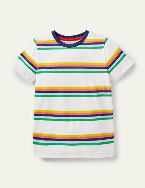Slub Washed T-shirt - Ivory/Rainbow