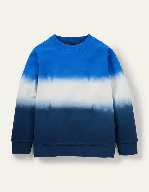 Gemustertes Sweatshirt - Blau, Dip-Dye