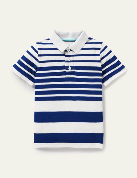 Piqué-Poloshirt - Wellenblau, Abgestufte Streifen