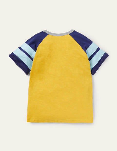 Raglan-T-Shirt in Blockfarben - Narzissengelb/Segelblau
